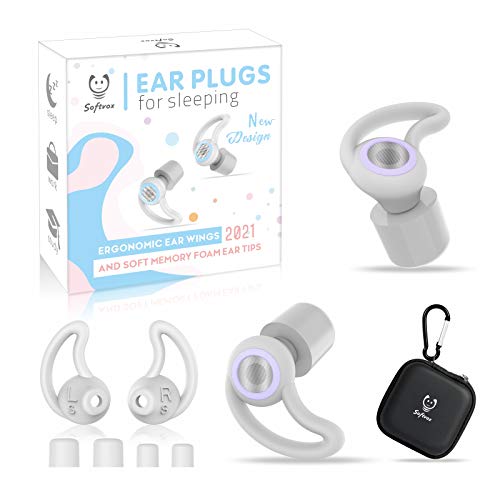 Ear Plugs for Sleeping, Interchangeable Foam Ear Tips and Ear Wings Ear Plugs, Noise Blocking Sleeping Ear Plugs for Women, Snoring, Office, Study, Work