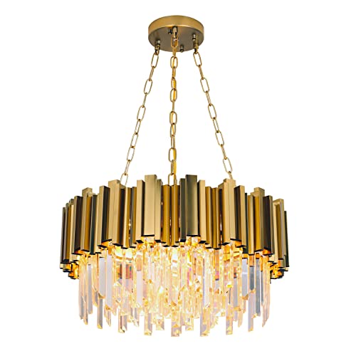 Modern Chandelier Crystal Chandelier Lighting 9 Lights Gold Chandelier Light Fixture Dining Room Chandeliers Living Room Bedroom Foyer Hallway Contemporary Chandelier With Light W22In #TOP4
