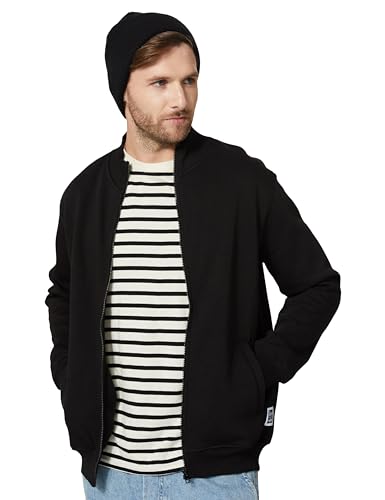 Image of Amazon Brand - Symbol Men Cotton Blend High Neck Zipper Sweatshirt (Available in Plus Sizes)