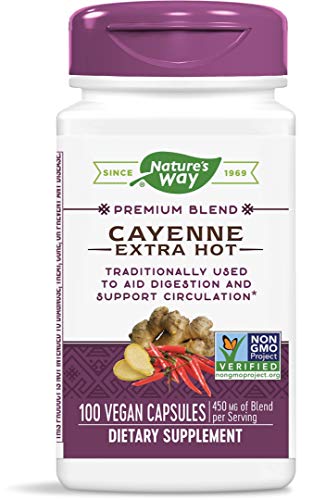 Nature's Way Premium Blend Cayenne Extra Hot 450 Mg Of Blend Per Serving 100 Vcaps (Packaging May Vary) #TOP5