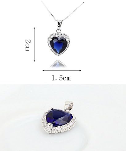 Crystalline Azuria Women Girls 18ct White Gold Plated Blue Simulated Sapphire Zirconia Crystals Hearts Set Pendant Necklace 17.7 inches Stud Earrings - Image 3