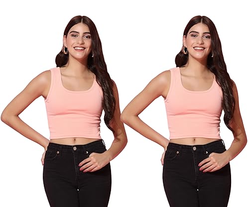 Image of TOPLOT Women's Solid Ribbed Round Neck Sleeveless Slim Fit Tank Top (5069)