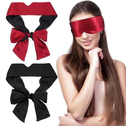 4 Stück Satin Augenbinde Schlafen,Sex Augenklappe,Augenbinde für Frau Sex,Weiche Reise Schlafmaske Augenbinden,V-Ausschnitt Verstellbare...