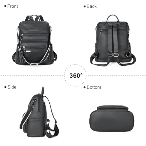 Image of Telena Backpack Purse for Women, PU Leather Anti Theft Travel Backpack Purse Shoulder Bags with Tassel
