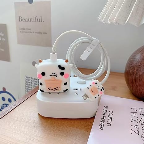 Image of INEFABLE Charger Case Cover Protector with 3D Cute Pattern for iPhone Charger only 18W & 20W, Data Charging Cable Wire Saver Protective Cable Cover Full Protection - Set Of 1 (Mario)