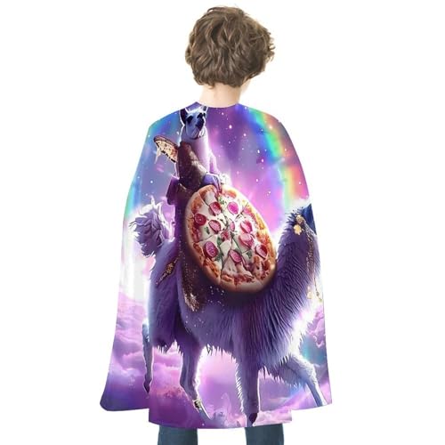 Llama Pizza Galaxy Funny Superhero Cloak Cape for Men Women Christmas Halloween Party Cosplay Costumes Accessories