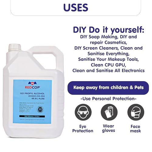 Image of REDCOP IPA Isopropyl alcohol 5 Ltr | Isopropyl Alcohol 99.9% Pure | Rubbing Alcohol
