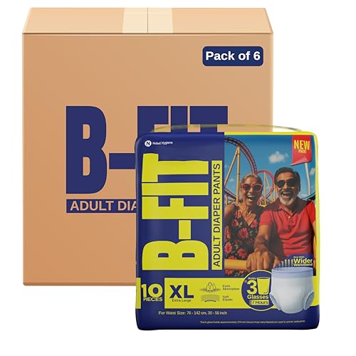 Image of B-Fit Regular Adult Diaper XL Size Pants | 60 Count (Extra Large) | Waist 30-56 inch | Unisex | Leakproof | Even Absorption | Long Protection hours | Brief-Like Fit & Soft Elastic Waist
