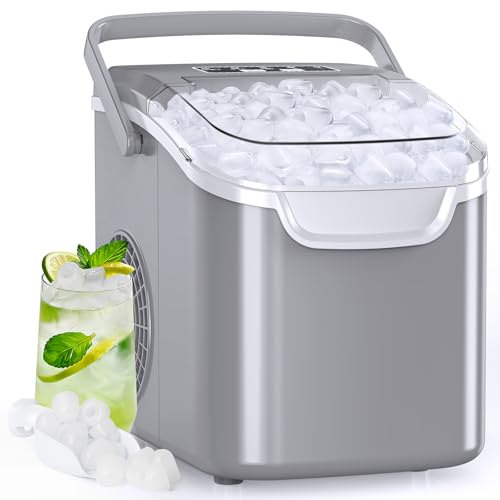 Electactic Ice Maker Countertop 26.5Lbs/24H 8 Bullet ICES in 6 Mins – Self Cleaning Portable Ice Maker for Home Use, Office &amp; Party, with Ice Basket and Scoop