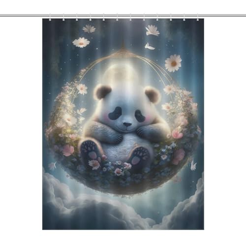 Rideau de douche bébé panda rideau de baignoire imperméable lavable 140x183cm - 7