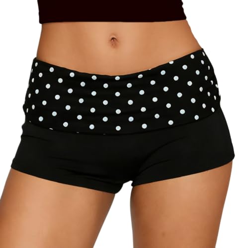 Image of KMBANGI Womens Fold Over Shorts Elastic Waist Y2k Lounge Shorts Foldover Cute Pajama Micro Bottoms Mini Shorts Sleepwear