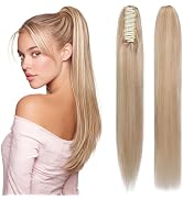 SEGOHAIR Human Hair Claw Clip Ponytail Extension 100% Real Human Hair Clip-In Extensions for Wome...