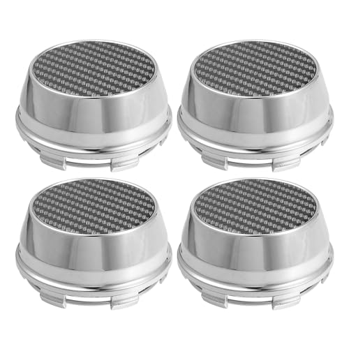 ACROPIX 66mm Outer Diameter 6 Clips Car Wheel Tyre Center Hub Caps Covers for Vehicle with Carbon Fiber Pattern Sticker Silver Tone - Pack of 4