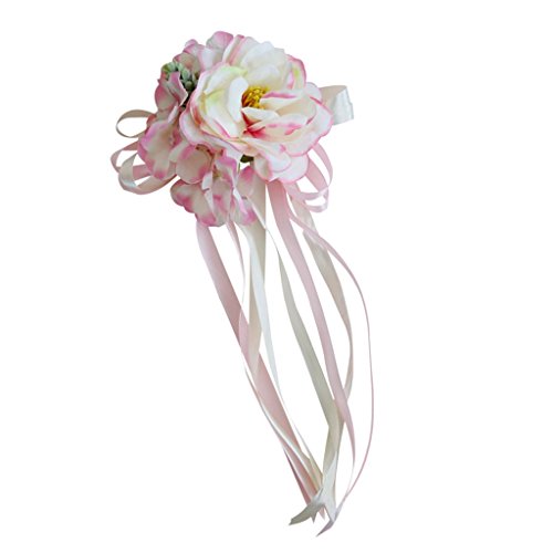 プルボウ ラッピング プルボウリボン 2個 リボンリボン ウェディングカー フラワーリボン バックミラー&ドアハンドル用 デコレーション ウェディングパーティー 記念品 ギフトラッピング用品(ローズ)