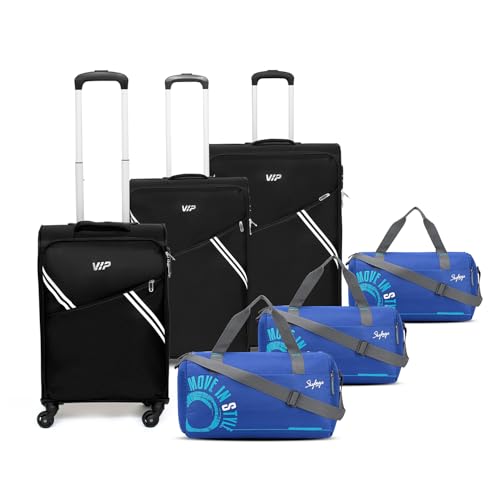 Image of VIP Verona - S03(Cabin+Medium+Large) Trolley Bag, Cm | TSA | 8 Wheels | 3 Year International Warranty | Black & Three Blue Skybags Duffle Bags