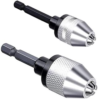 Homhelar 2Pcs 1/4 Inch Hex Shank Keyless Drill Chuck Quick Change Adapter Converter Drill Adapter (0.3mm-3.6mm 0.3mm-6.5mm)