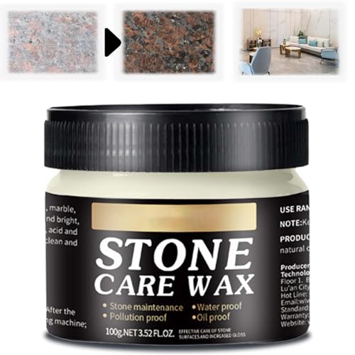 Excefore Stone Polishing Care Wax 80G Marble & Granite Cleaner and Polish Carnauba Wax Countertop Cleaner for Marble Furniture Ceramic Tiles Stone Floor Quartz Countertop Stone Polish Protection