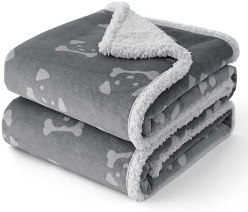 BEDSURE wasserdichte Hundedecke Grosse Hunde - 127x102cm Hundedecke waschbar, Hunde Decke Sofaschutz aus Sherpa Fleece, Katzendecke weich, Grau