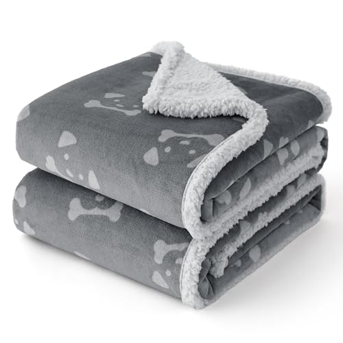 BEDSURE wasserdichte Hundedecke Grosse Hunde - 127x102cm Hundedecke waschbar, Hunde Decke Sofaschutz aus Sherpa Fleece, Katzendecke weich, Grau