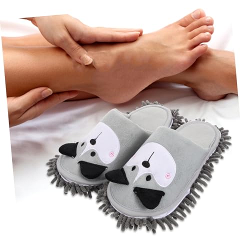 Pantoufles mop chenille détachables COLLBATH gris chien pour lavage sol