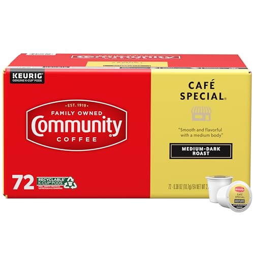 Image of Community Coffee Cafe Special 72 Count Coffee Pods, Medium-Dark Roast, Compatible with Keurig 2.0 K-Cup Brewers, 72 Count (Pack of 1)