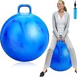 Lewtemi Hopper Ball, Bouncing Ball with Handle, Jumping Hopping Ball, Exercise Ball and Air Pump for Kids Adults Outdoors Sports School Games Exercise(29 Inch,Gradient Blue)