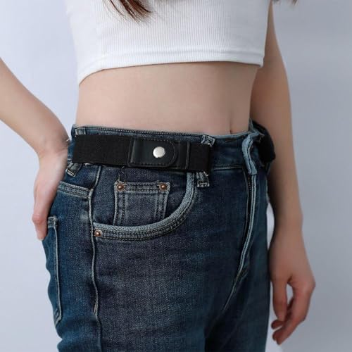 No Buckle Elastic Belt for Women and Men - Adjustable Invisible Waist Belt for Jeans, Casual Pants