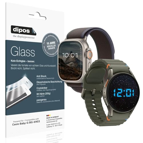 dipos I 2x Protector de Pantalla compatible con Casio Baby-G BG-6903 Vidrio Flexible Cristal Proteccion 9H