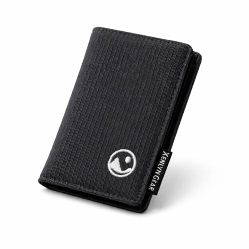 XENLYN GEAR Card Wallet Holds 2-12 Credit Cards with Elastic Band - Nylon Water-Resistant Card Holder Fits in Front Pocket - Lightweight Credit Card Holder for Men & Women - Black