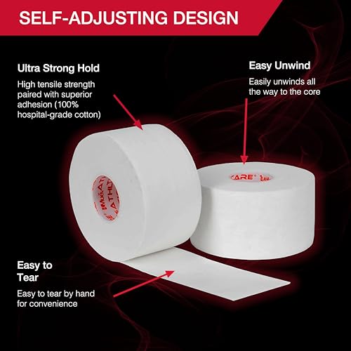 Image of Mueller Sports Medicine Premium Athletic Tape, 10 Pack, White - Quality Hospital-Grade Athletic Tape, Easy to Tear for Fast & Effective Taping, 1.5 inch x 15 Yards Per Roll