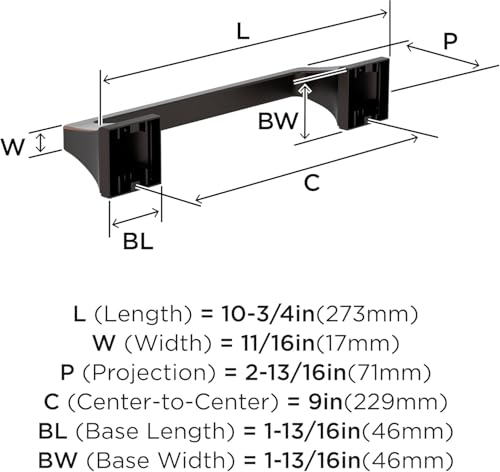 Image of Amerock Mulholland 9 inch Oil-Rubbed Bronze Towel Bar | Decorative bathroom hardware in durable Zinc /Stainless Steel construction; mounting hardware included for easy installation