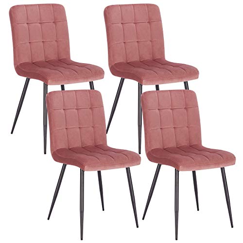 Preisvergleich Produktbild Lestarain 4 Stücke Esszimmerstühle,Samtstuhl Küchenstuhl Wohnzimmerstuhl Wohnzimmerstuhl für Küche Wohnzimmer Esszimmer Büro Rosa