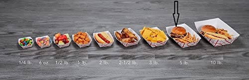 Disposable Red and White Checkered Paperboard Food Trays, Carnivals, Fairs, Festivals, and Picnics. Holds Nachos, Fries, Hot Corn Dogs, and More! Eco Friendly (250, 5 LB.) - Thumbnail 5