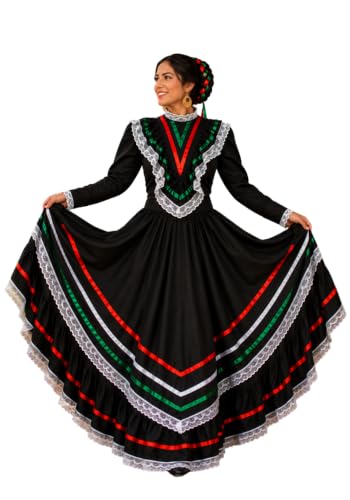 jalisco dress Women's Mexican Day of The Dead Spanish Senorita Flamenco Dancer Costume (801# Fuschia) : Clothing, Shoes & Jewelry Handmade in Mexico Women Mexican Folklorico Mexican Dress