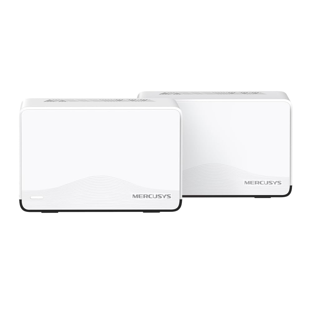 Mercusys Halo H27BE(2-Pack) - Mesh Wi-Fi 7 BE3600Mbps Dual-Band, 2.5G Puerto WAN/LAN, 2 Puertos LAN Gigabit, Cubiertos hasta 650m2, 4K-QAM, MLO, Multi-RUs, Control por App, 2 Unidades