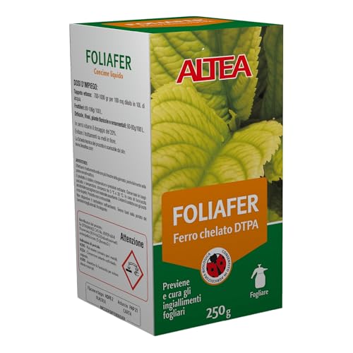Tecnokit Foliafer Ferro Chelato Per Piante, Concime Ferro Ad Alta Assimilabilità, Cura Ingiallimento Fogliare, Rinverdente Rapido Per Prato, Orto E Frutteto, Agricoltura BIO, Confezione Da 250 gr