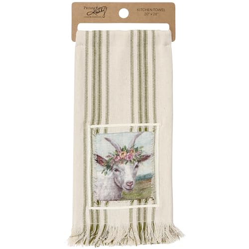 Primitives-by-Kathy-Floral-Crown-Goat-Kitchen-Towel Primitives by Kathy Floral Crown Goat Kitchen Towel