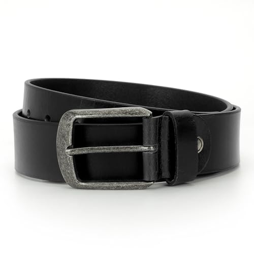 Full Grain Leather Belt, 40mm Width, Antique Metal Buckle,Waxy Marble Black,Brown,Tan(Pack of 1)4