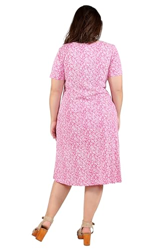 Image of LA CERA Women's Cotton Sun Dresses A-Line with Scoop Neck, Short Sleeves, Side Pockets, Floral Patterns, Machine Wash