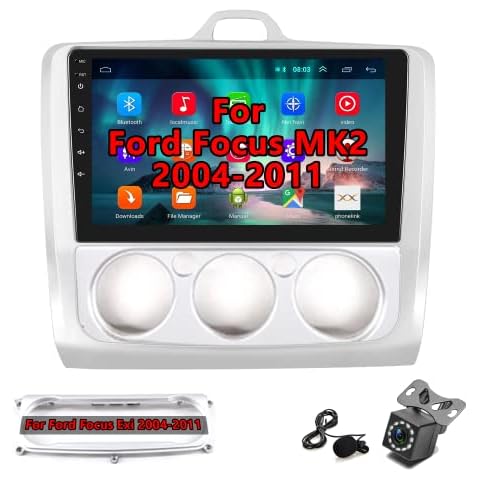 [2G+32G] Android Car Stereo for Ford Focus Exi MT 2 3 Mk2/Mk3 2004-2011 with Apple Carplay, 9 Inch Touch Screen Car Radio with GPS Bluetooth FM HiFi WiFi Android Auto + AHD Backup Camera Cover