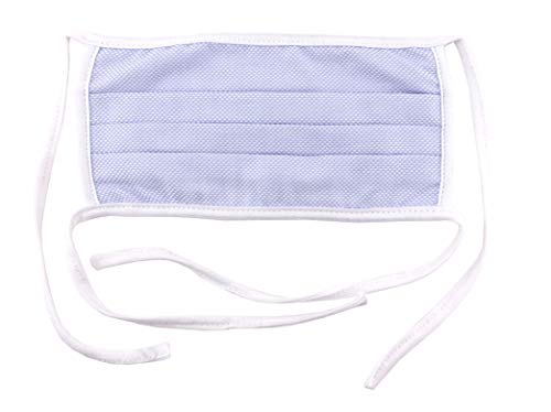 TigerTie - wiederverwendbare Gesichtsmaske mit Nasenbügel Pique hellblau-weiss gemustert - Mund- und Nasenmaske mit zwei Stoffbändel zum Binden - 100% Baumwolle