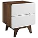 Modway Origin Contemporary Mid-Century Modern 2-Drawer Bedroom Nightstand in Walnut White