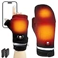 Heated Gloves, Full & Half Hands Rechargeable Heated Gloves for Men Women, Winter Electric Heating Glove with 3 Heating Levels for Office Work, Cycling, Skiing, Outdoor (Black, X-Large)