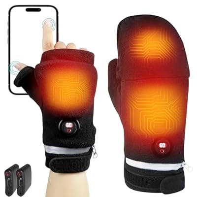 Heated Gloves, Full & Half Hands Rechargeable Heated Gloves for Men Women, Winter Electric Heating Glove with 3 Heating Levels for Office Work, Cycling, Skiing, Outdoor (Black, X-Large)