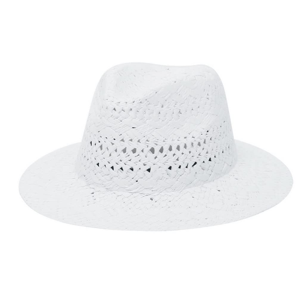 ACiyD Chapeaux de Soleil décontractés d'été pour Femmes Jazz Hat Hommes Beach Straw Panama Hat Hollow Sun Visor Caps (Color : D, Size : 56-58CM) (C 6 7/8)