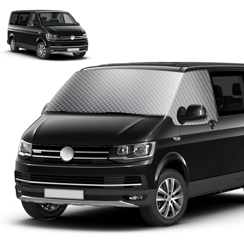 MaxAwe Upgraded Front Windscreen Wrap Cover Compatible with VW T5, Silver Front Windshield Window Sunshades Blackout Protection Weatherproof, External Thermal Frost Windscreen Cover for Winter