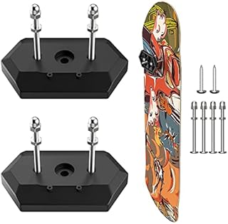 MoKo Skateboard Wall Mount, 2 Pack Hangers for Skateboard Deck Display Decoration Storage Organization Space Saving Design with High Carrying Capacity for Living Room Bedroom Garage, Black