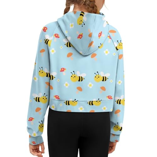 Girls' Cropped Half Zip Hoodie, Lightweight Pullover with Pocket for Casual Fall Spring Wear3