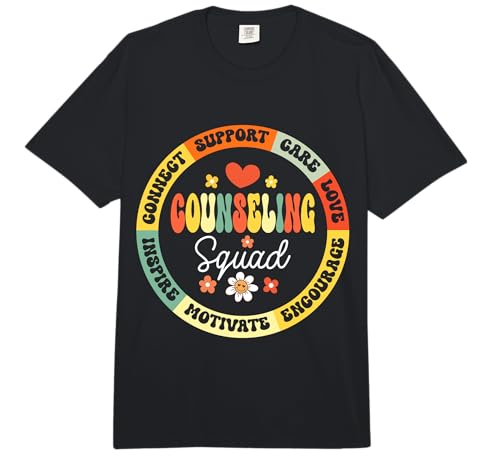 Groovy Counseling Squad Appreciation Week Back to School Comfort Colors Adult Heavyweight T-Shirt