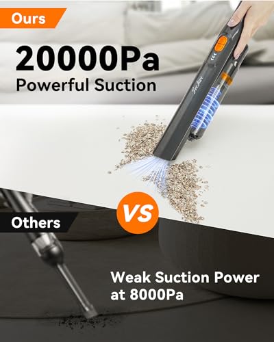 FreAire Handheld Vacuum Cordless, 20KPa Car Vacuum Lightweight, 35 Mins Runtime with Fast Charging Dock, One-Touch Empty, Portable Hand Held Vacuum Cleaners for Home/Pet/Car/Sofa, Orange
